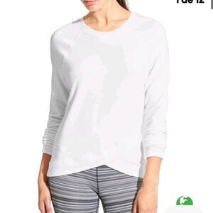 Athleta Serenity Criss Cross Long Sleeve Top White Size Small